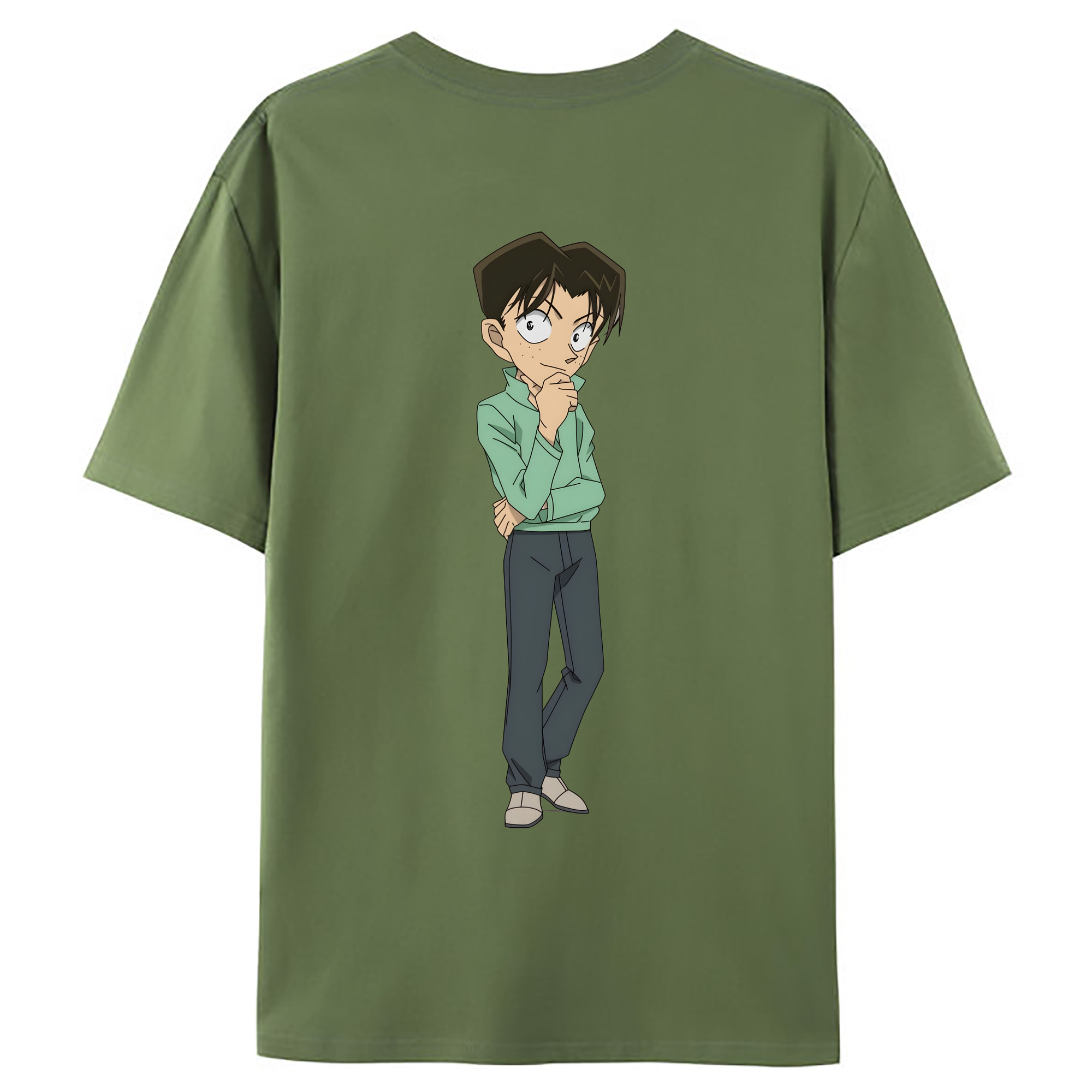 （画像用） 名探偵コナン 円谷 光彦 つぶらや みつひこ Detective Conan Mitch Tennyson 綿100％ メンズ半袖Tシャツ（バックプリント） 通気性